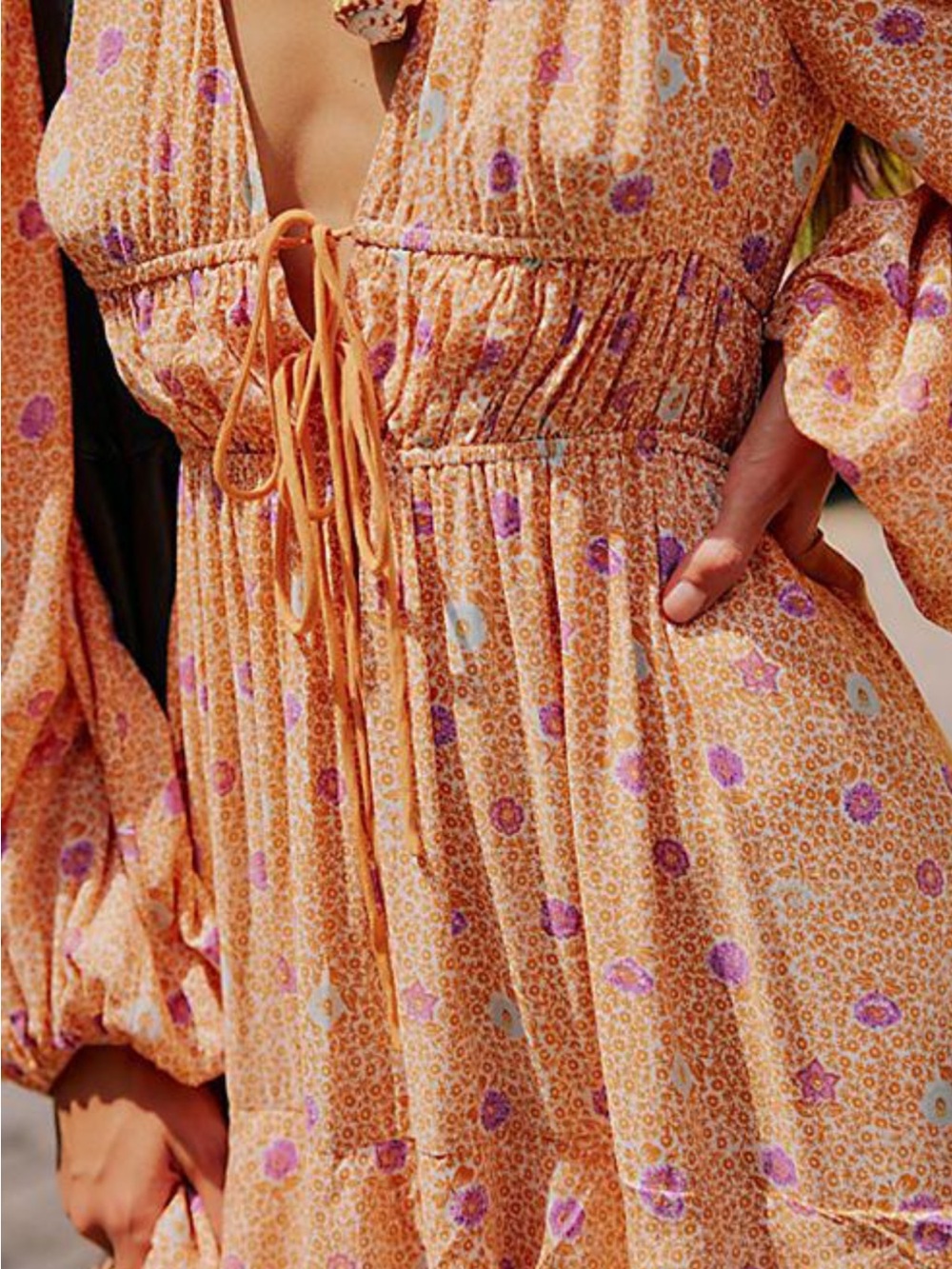 Free People Tried & True Yellow Floral High-Low Maxi Dress - Picture 4 of 6